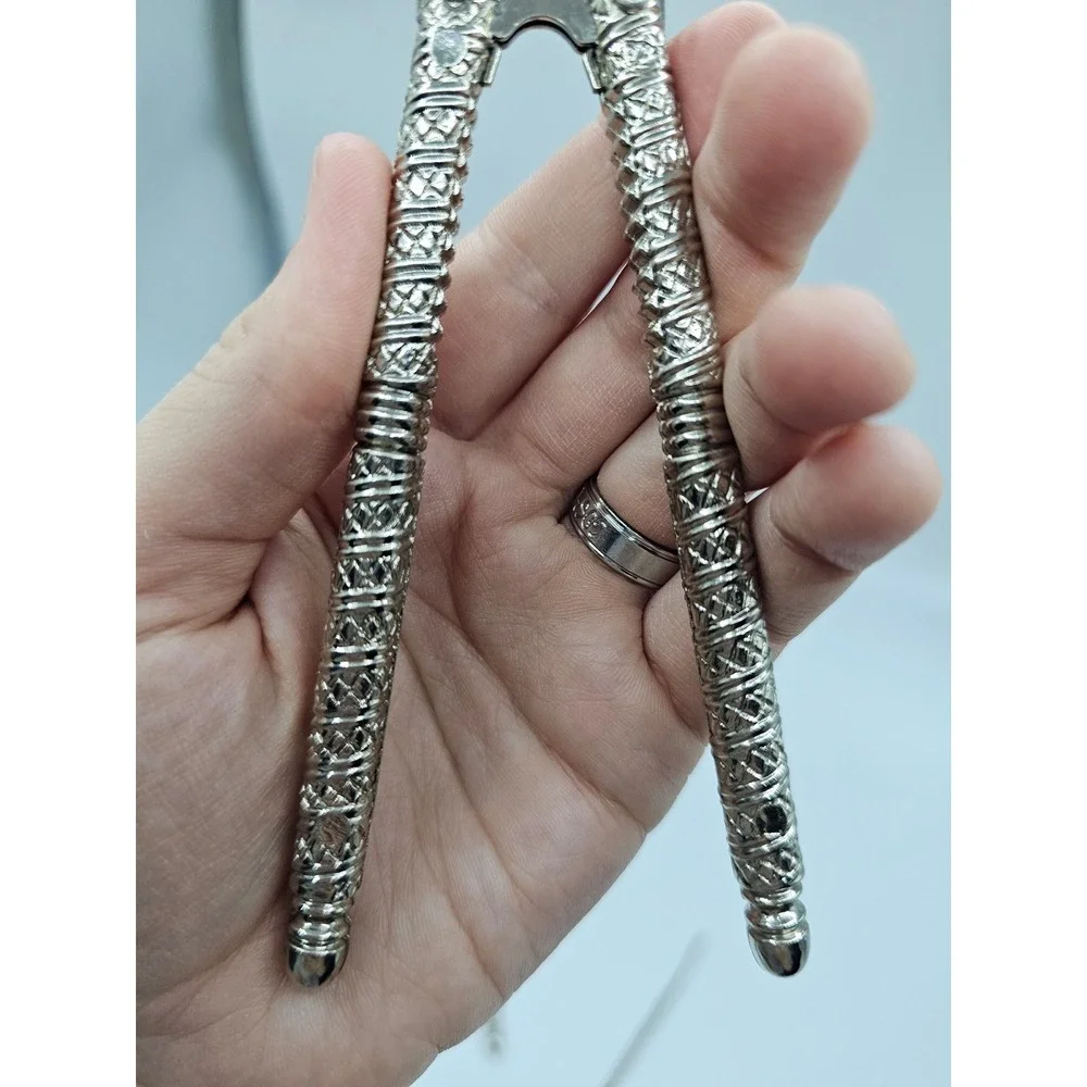 Vintage Ornate Embossed Silver Tone Nutcracker and Pick Set 3 Piece Kitchen Tool